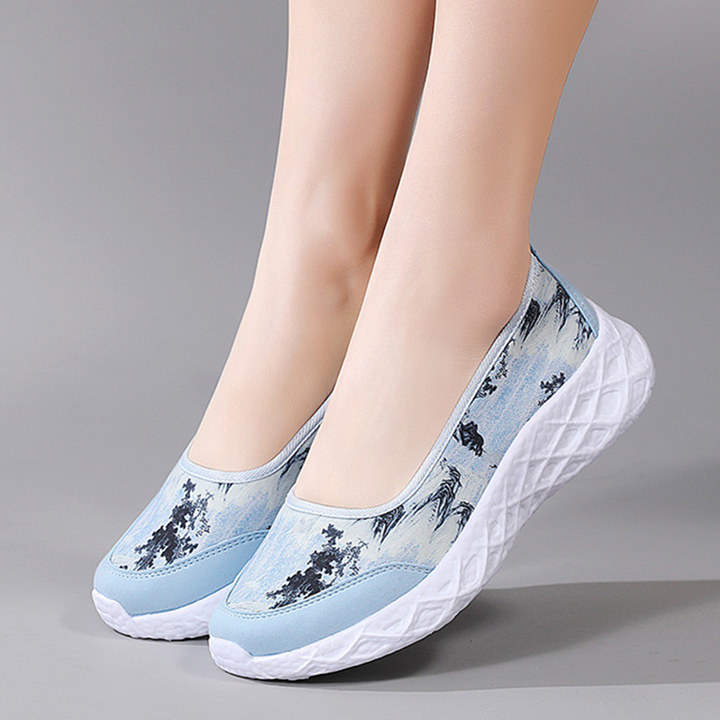 Floral Print Lightweight Slip-On Walking Shoes