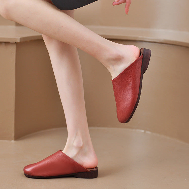 Soft Leather Slip-On Mules