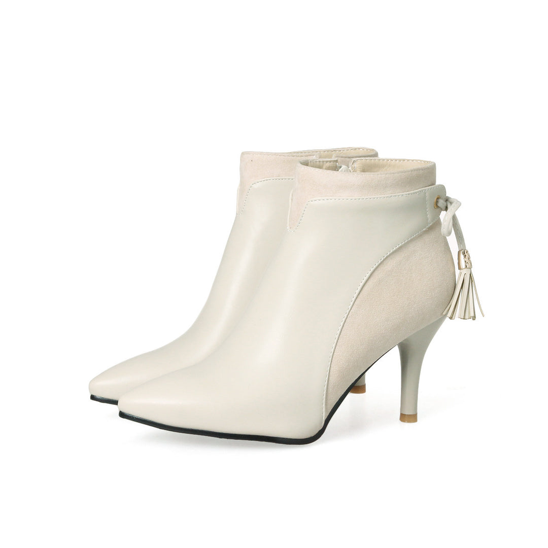Elegant Pointed Toe Tassel Stiletto Ankle Boots