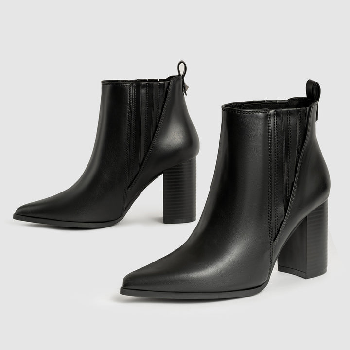 Classic Pointed Toe Block Heel Ankle Boots