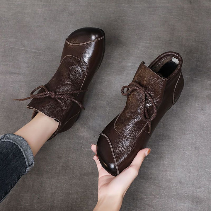 Vintage Lace-Up Wedge Ankle Boots
