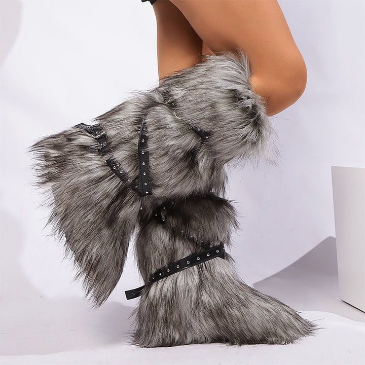 Fluffy Faux Fur Mid-Calf Winter Boots