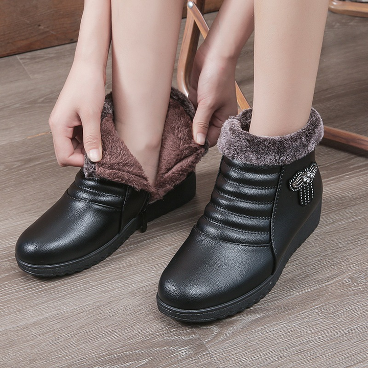 Faux Fur Lined Wedge Ankle Boots