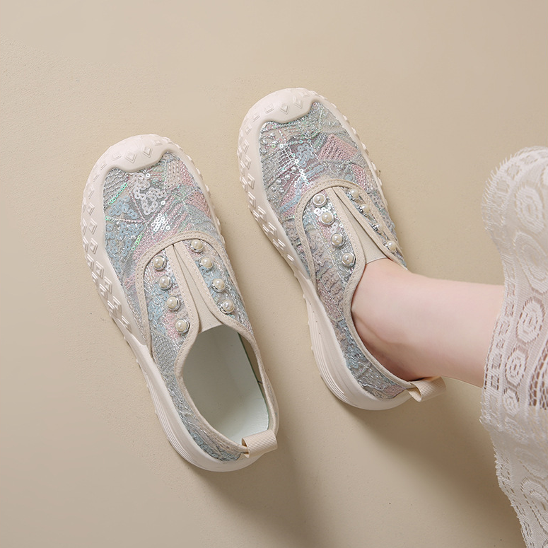 Floral Rhinestone Platform Sneakers