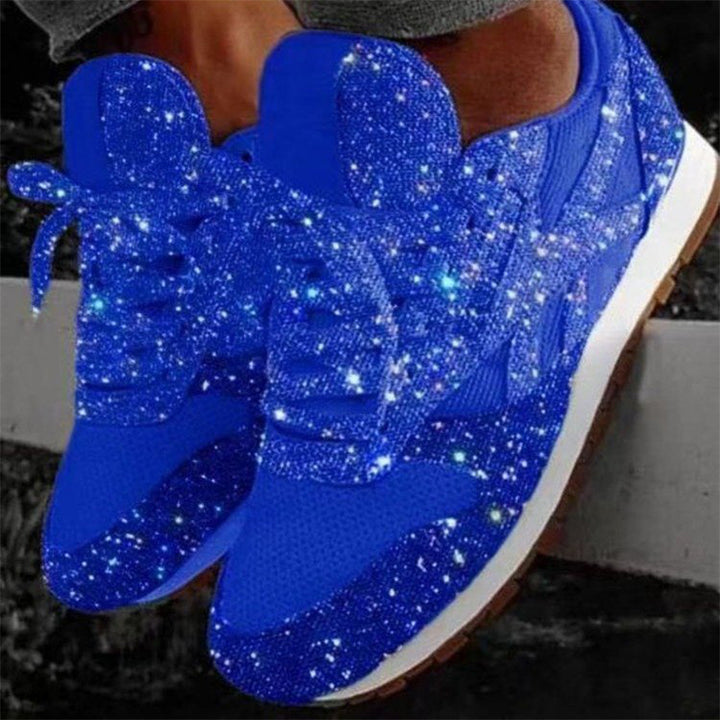 Glitter Mesh Lace-Up Sneakers