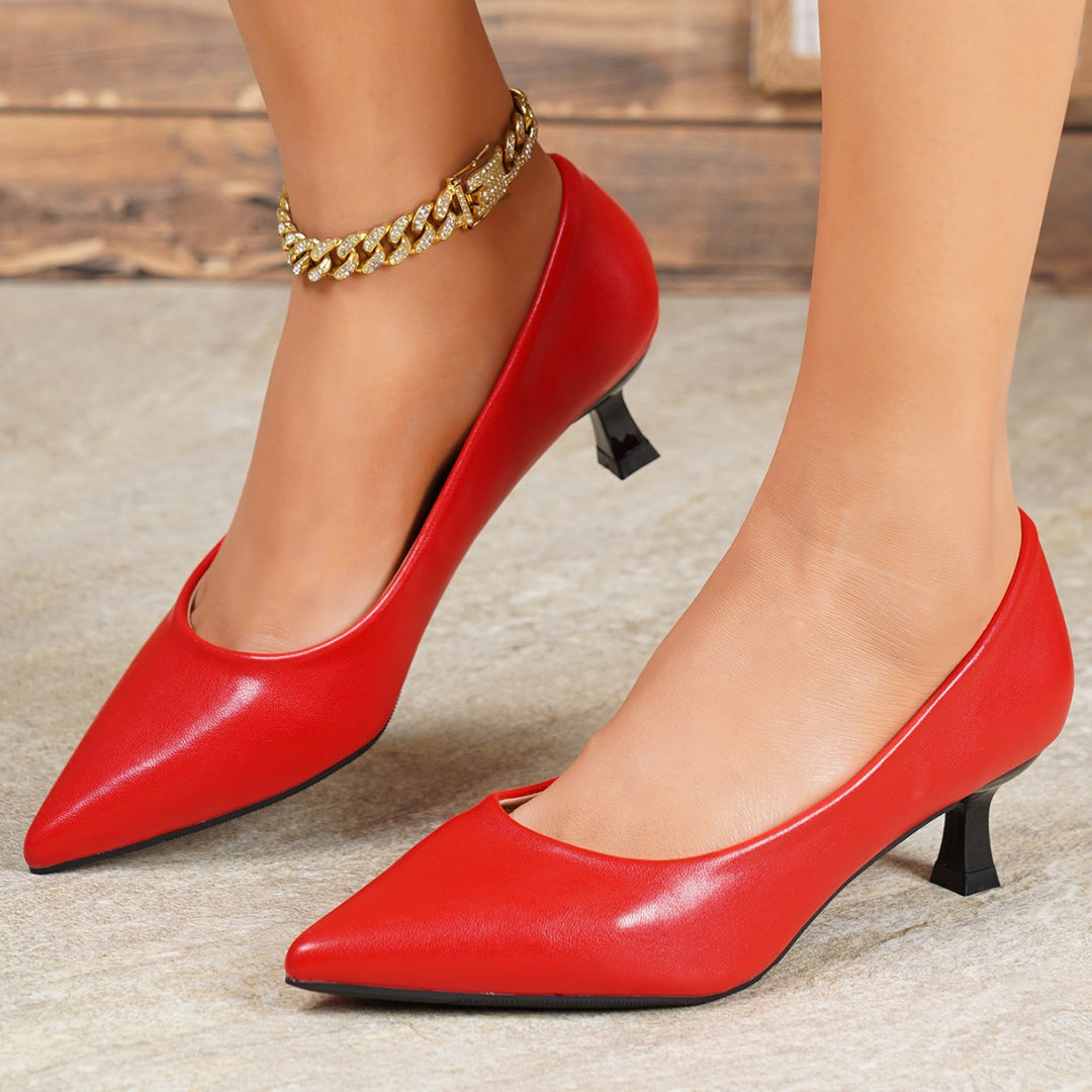 Elegant Pointed-Toe Kitten Heel Pumps