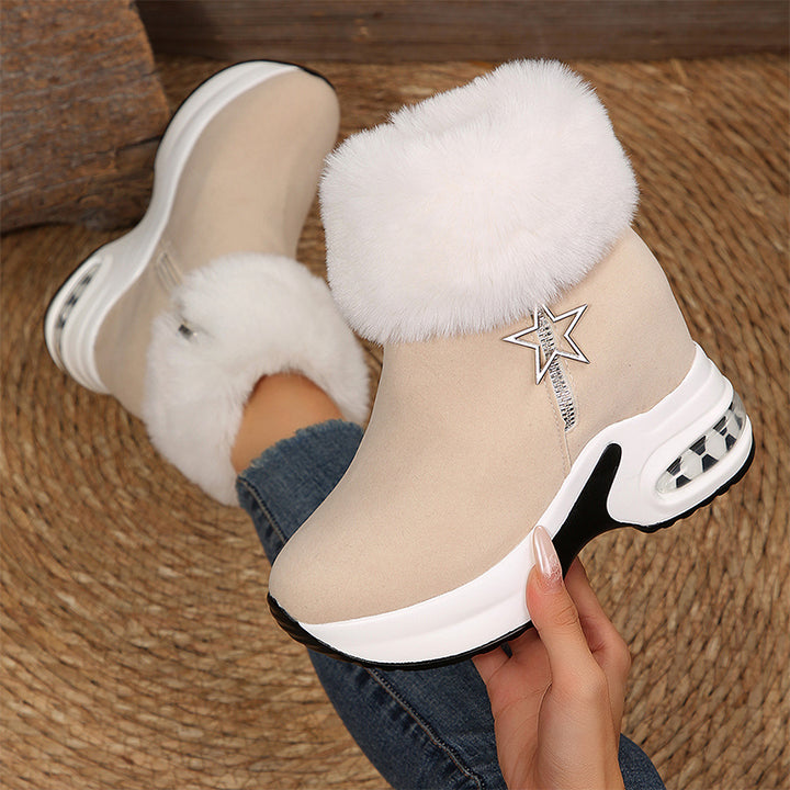 Leopard Fur Platform Ankle Boots