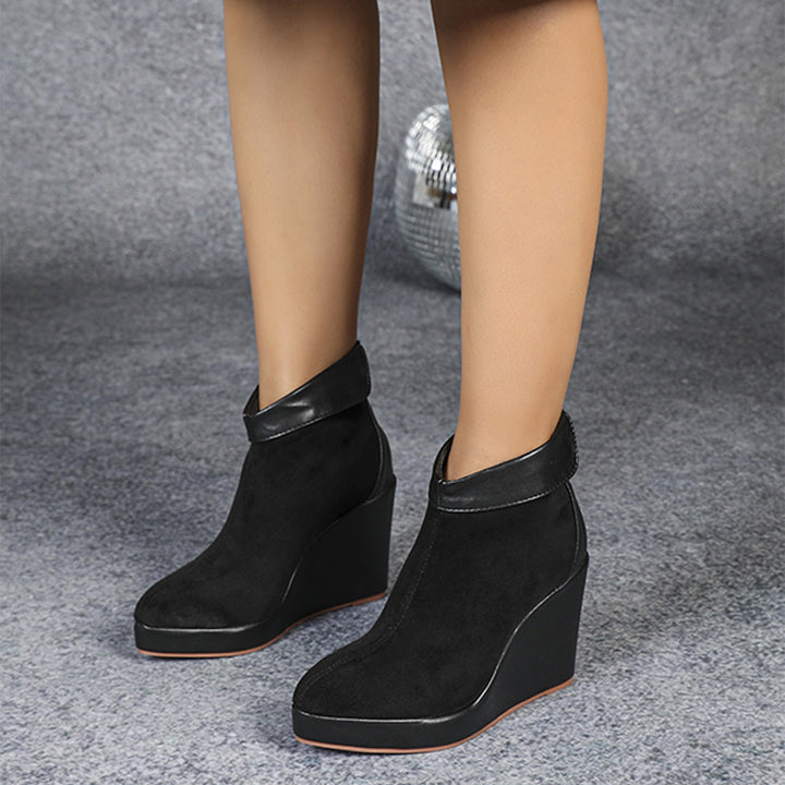 Suede Platform Wedge Ankle Boots