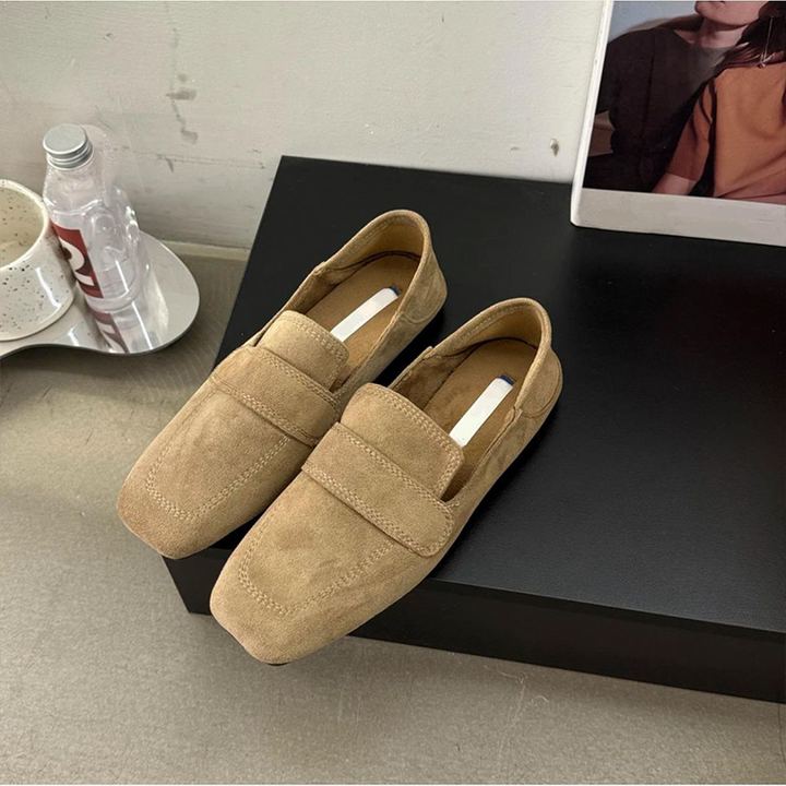 Soft Suede Square Toe Loafers