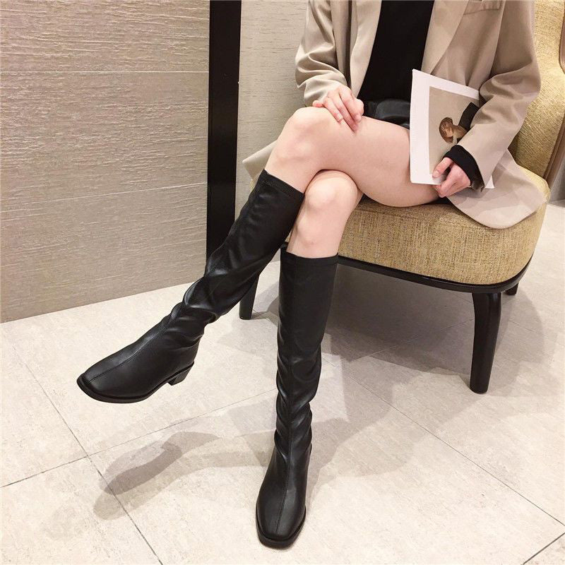 Classic Square Toe Knee-High Boots