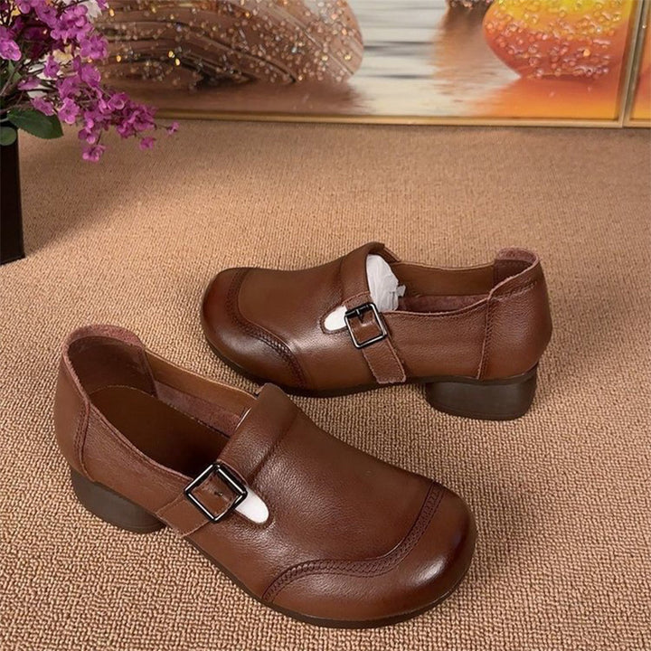 Vintage Buckle Low-Heel Pumps