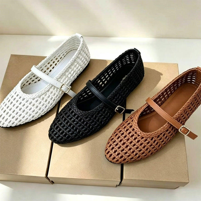 Woven Mary Jane Ballet Flats