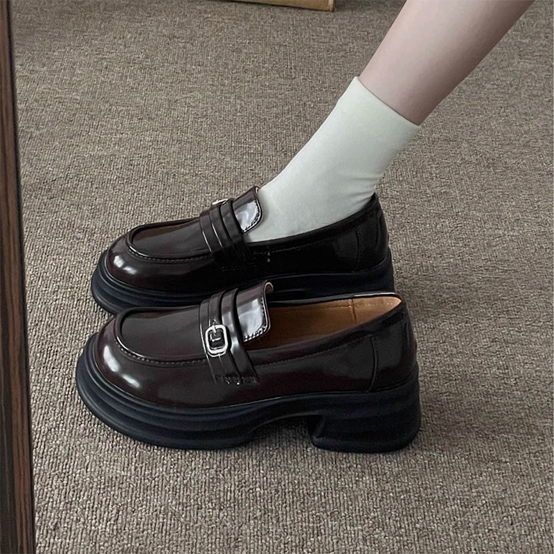 Chunky Buckle Platform Loafers