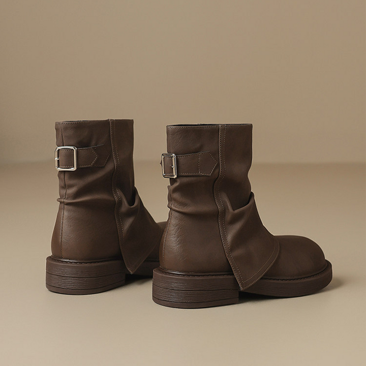 Slouchy Mid-Calf Flat Boots
