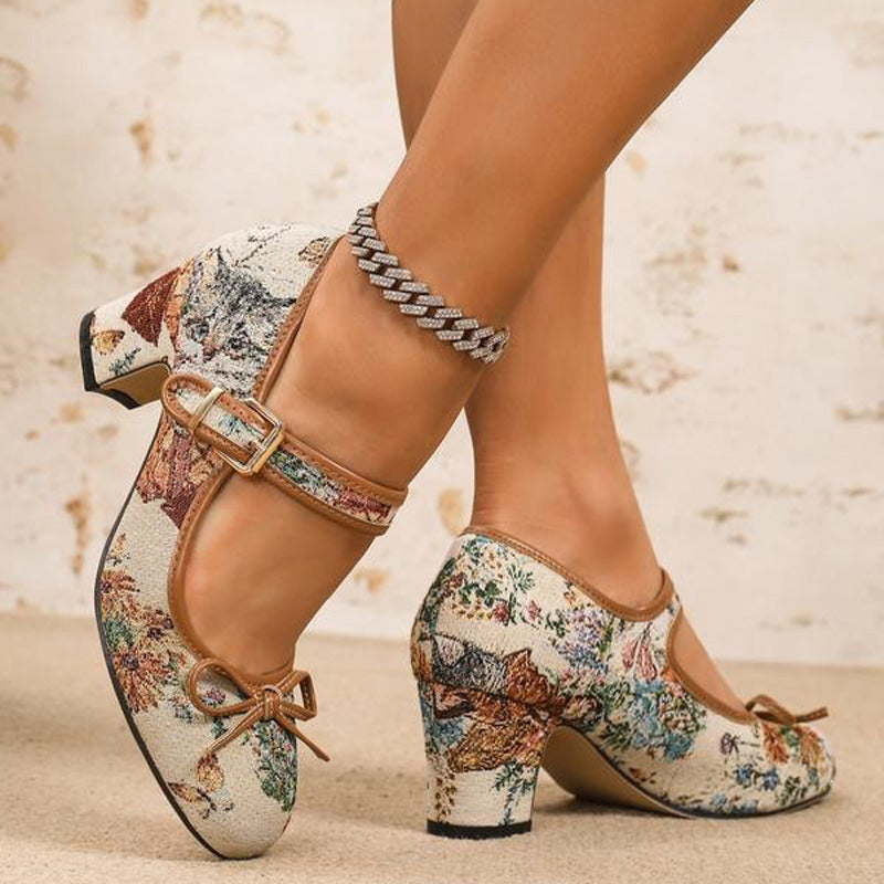Vintage Floral Mary Jane Pumps