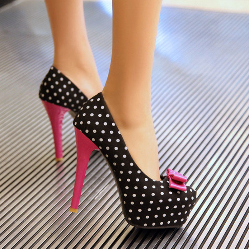 Polka Dot Bow Platform Pumps
