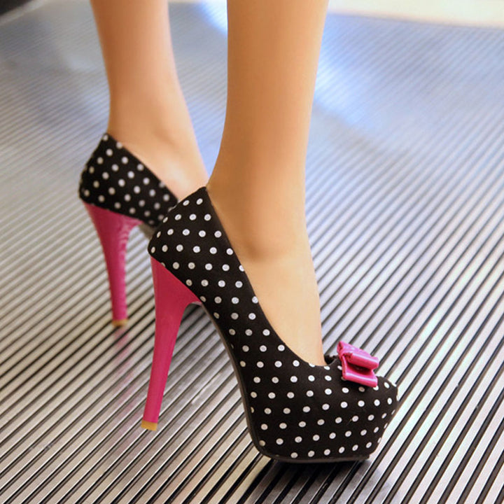 Polka Dot Bow Platform Pumps