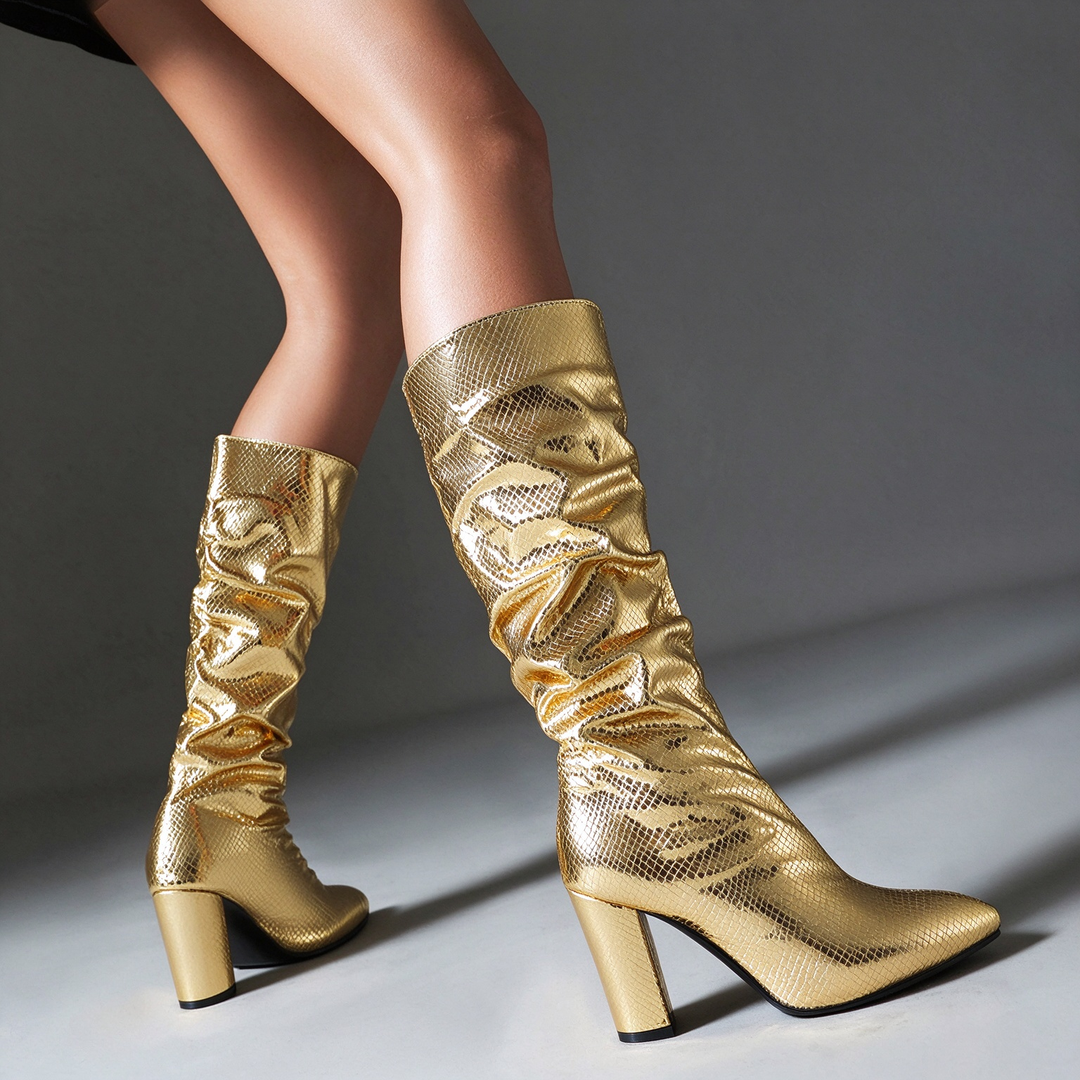 Metallic Slouchy Boots
