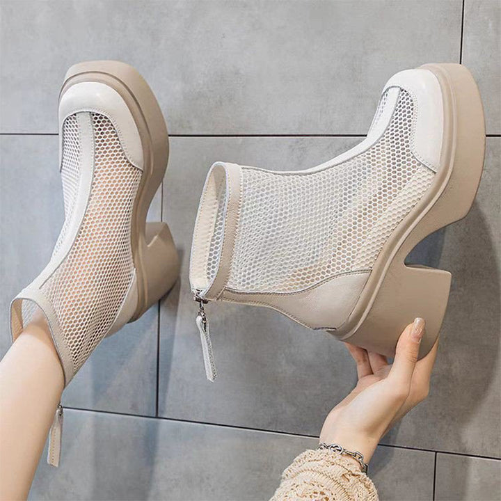 Breathable Mesh Wedge Ankle Sandals