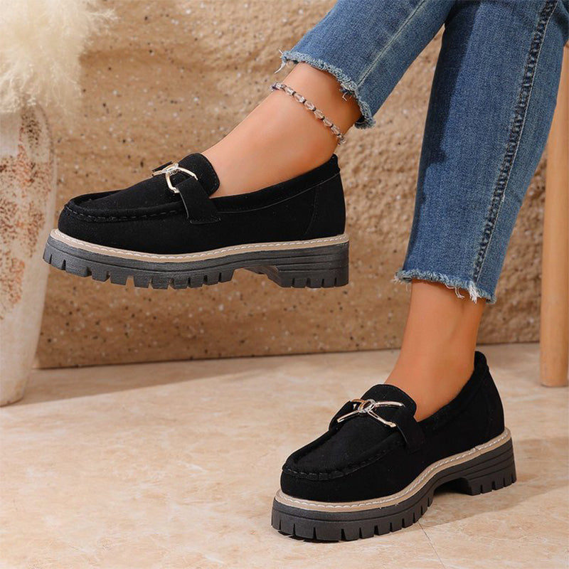 Chunky Sole Suede Loafers