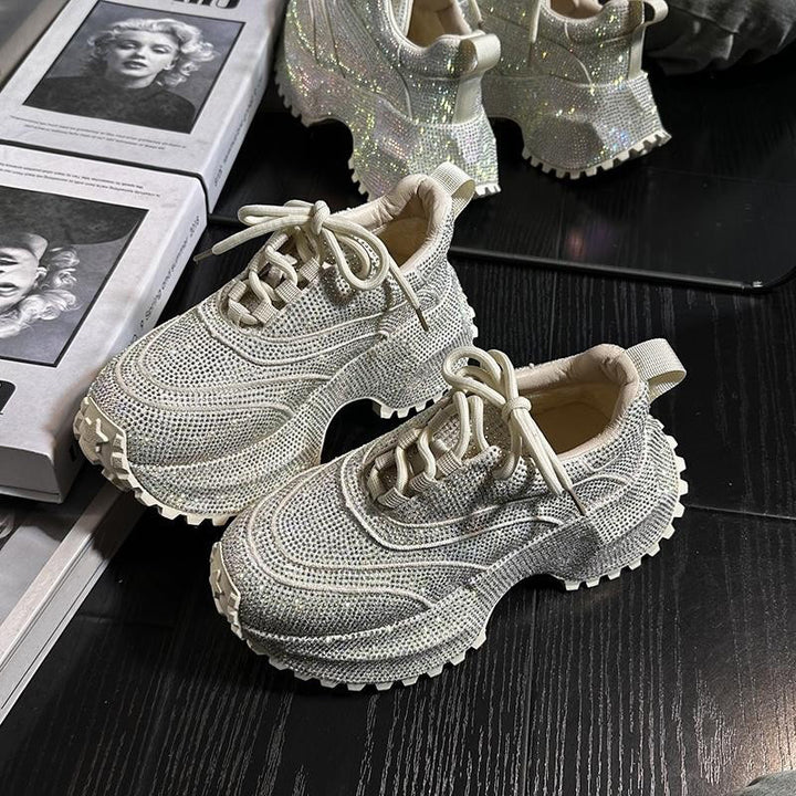 Crystal Rhinestone Chunky Platform Sneakers