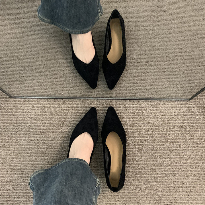 Pointed-Toe Suede Wedge Pumps