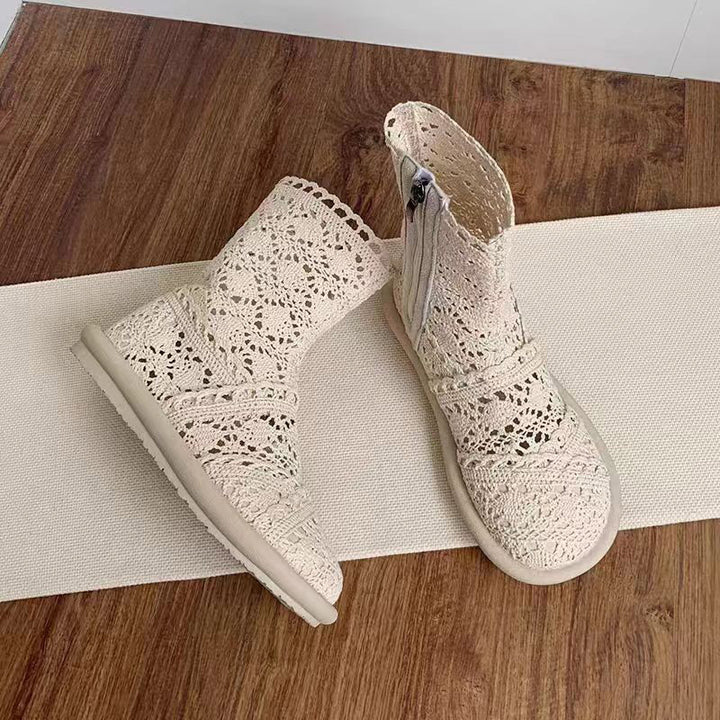 Crochet Lace Slip-On Sandals