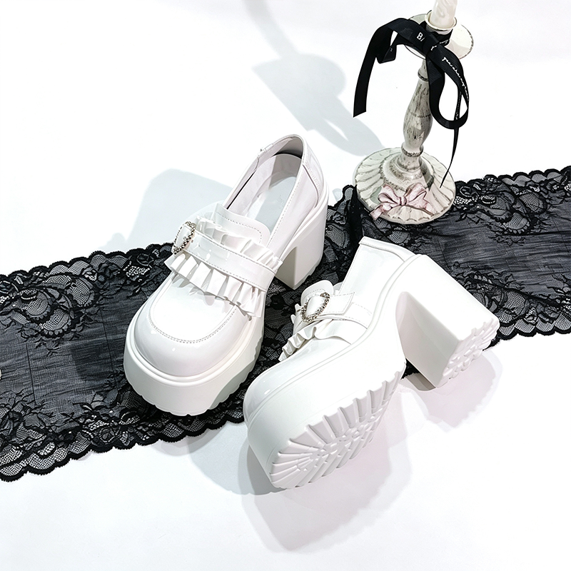 Rhinestone Buckle Platform Loafers
