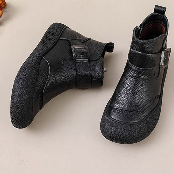 Retro Buckle Comfort Ankle Boots
