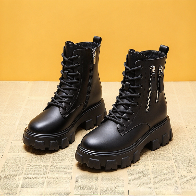 Chunky Platform Lace-Up Ankle Boots