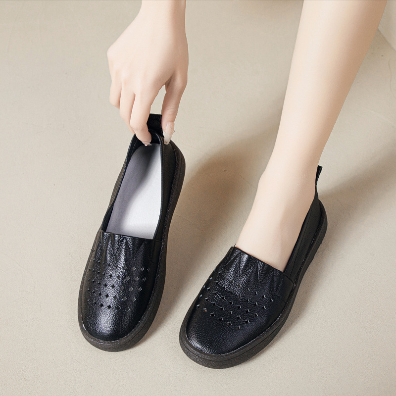 Soft Leather Slip-On Walking Flats