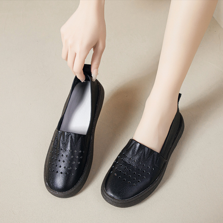 Soft Leather Slip-On Walking Flats
