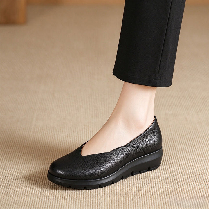 Metallic Platform Slip-On Walking Shoes