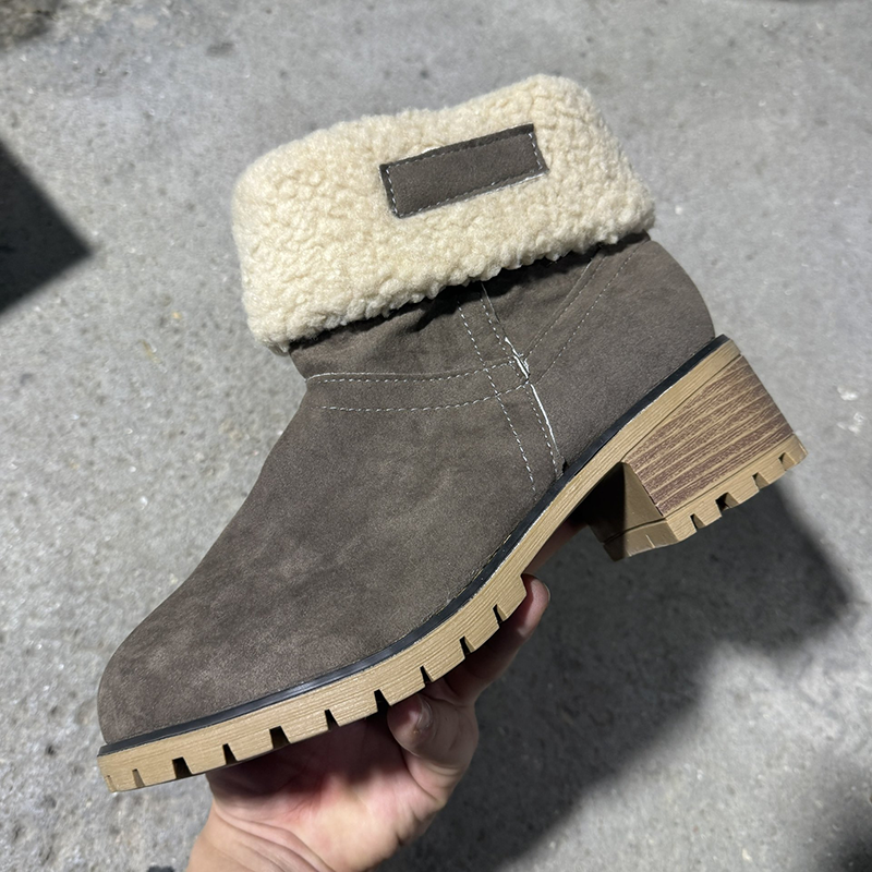 Cozy Faux Fur Suede Block Heel Ankle Boots