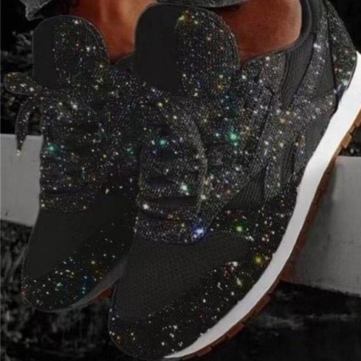 Glitter Mesh Lace-Up Sneakers