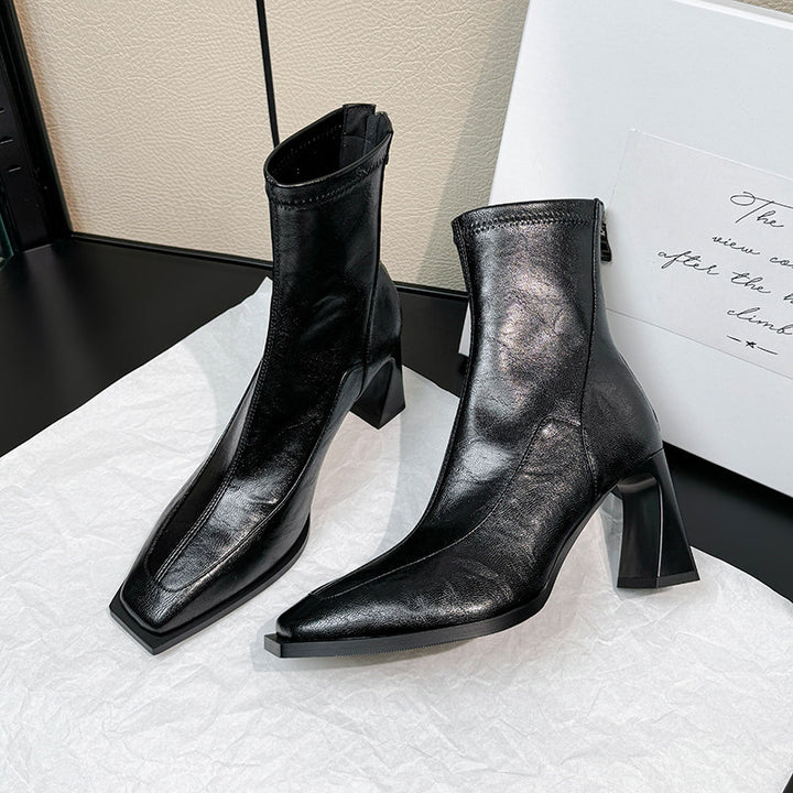 Square Toe Block Heel Ankle Boots