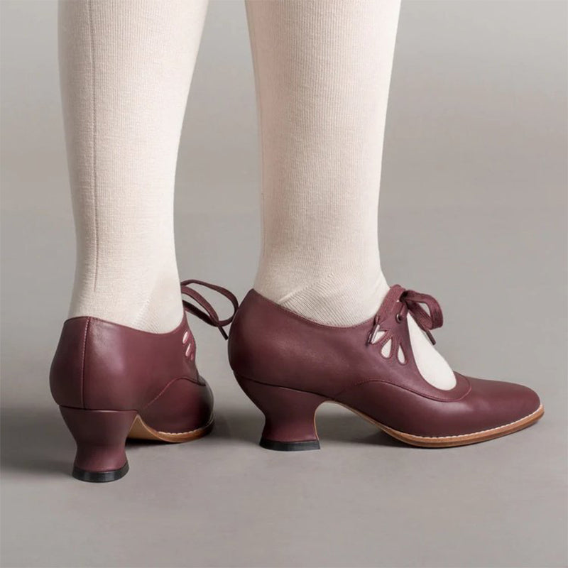 Vintage Cut-Out Lace-Up Pumps