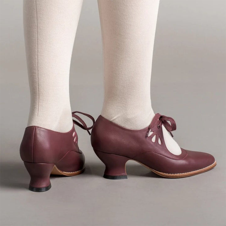 Vintage Cut-Out Lace-Up Pumps