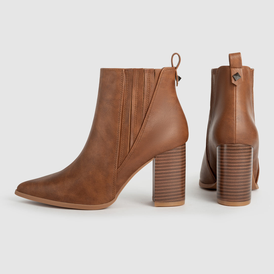 Classic Pointed Toe Block Heel Ankle Boots