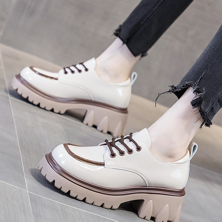 Patent Platform Lace-Up Loafers