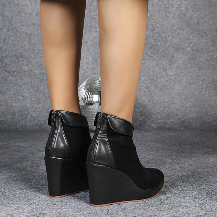 Suede Platform Wedge Ankle Boots