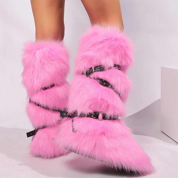 Fluffy Faux Fur Mid-Calf Winter Boots