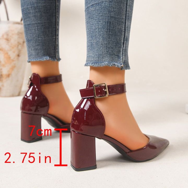 Pointed Toe Block Heel Pumps