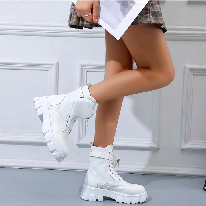 Fashion Chunky Platform Lace-Up Ankle Boots