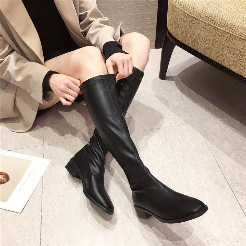Classic Square Toe Knee-High Boots