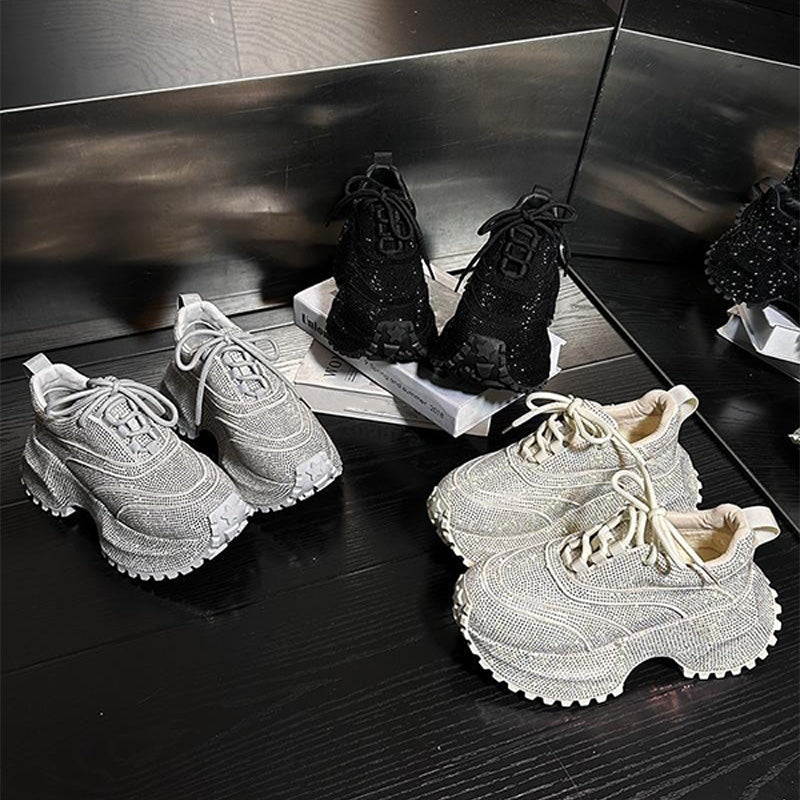 Crystal Rhinestone Chunky Platform Sneakers