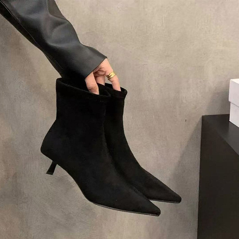 Pointed Toe Stretch Sock Ankle Boots