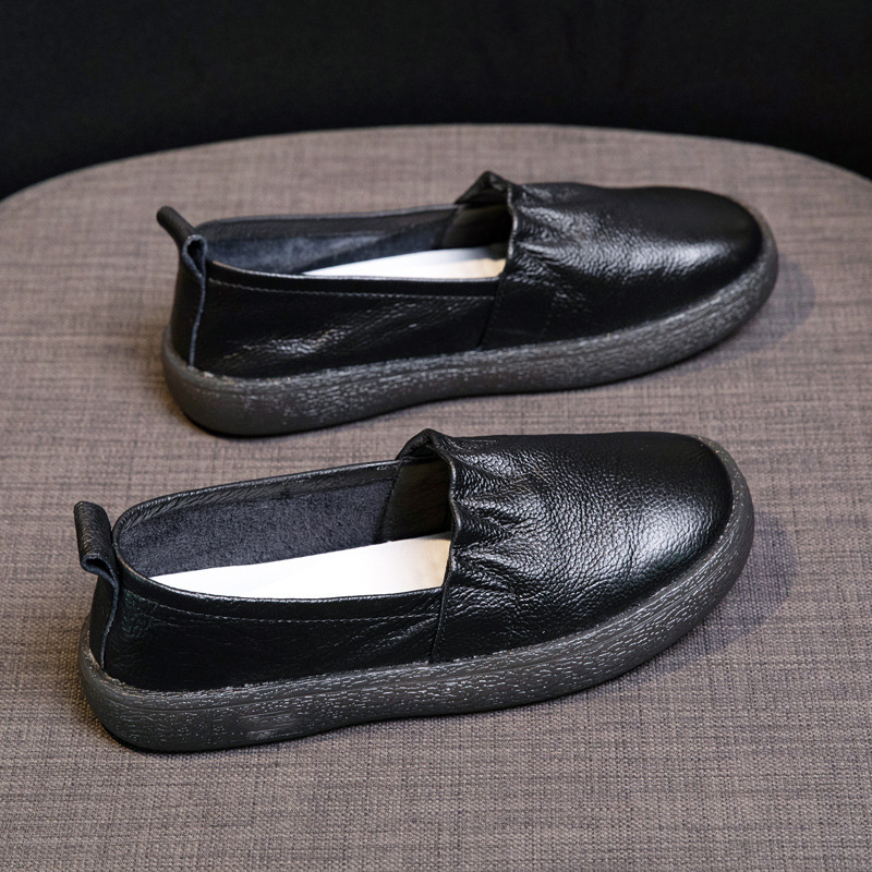 Soft Leather Slip-On Walking Flats