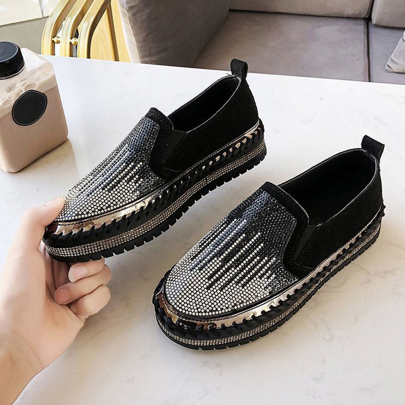 Rhinestone Platform Slip-On Sneakers