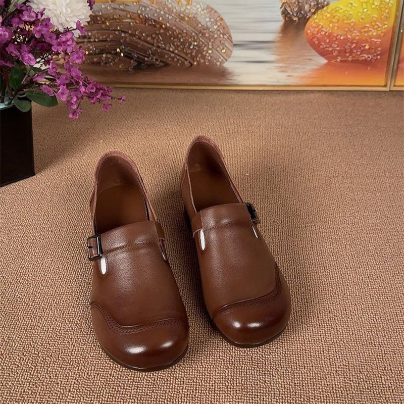 Vintage Buckle Low-Heel Pumps